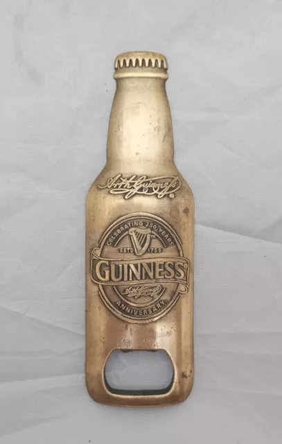 Guinness Brass Magnet Bottle Opener 250 Years Anniversary Edition Man Cave