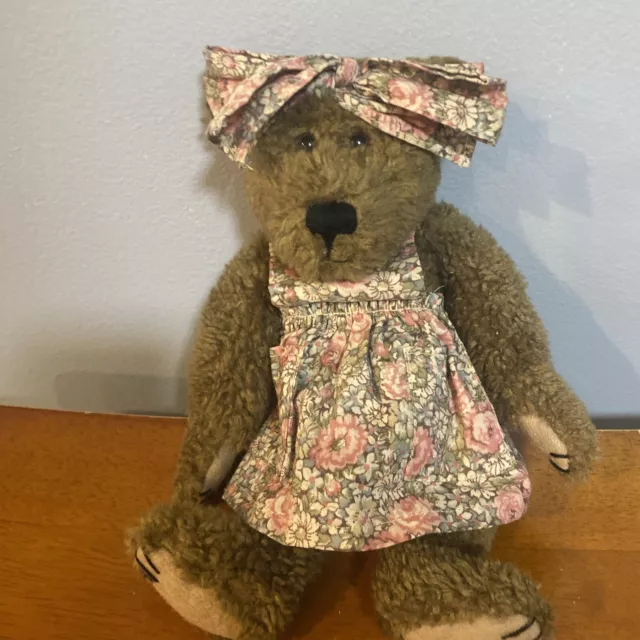 Boyds Bears Liza J Berrijam #910061  10” Jointed Plush Floral Dress Bow 1999