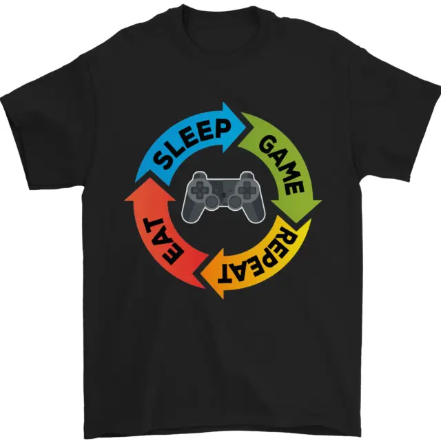 T-shirt da uomo Gamming Eat Sleep Game Repeat Gamer cotone Gildan