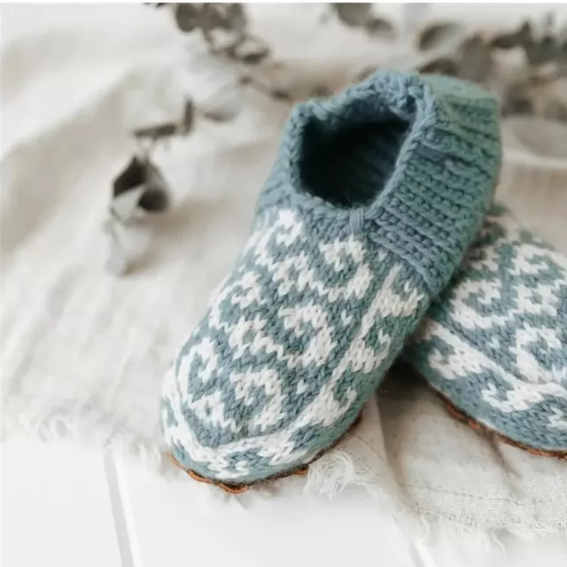 Women Hand Knit Slipper Socks/7-9 US size/ Cozy Home Shoes/Handmade Gift
