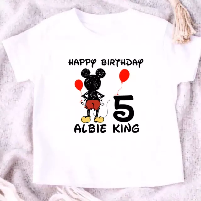 Personalised Childrens Disney Princess T-shirt Birthday Minnie Mickey Disney Tee 2