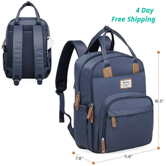Diaper Bag Backpack Multifunction Travel Back Pack Baby Changing Waterproof Blue