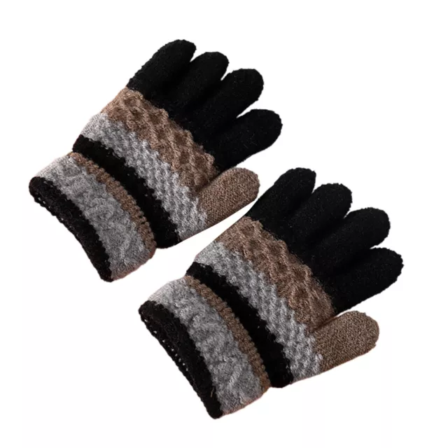 1 Pair 3-8 Years Warm Gloves Knitted Windproof Warm Full Finger Gloves Kids