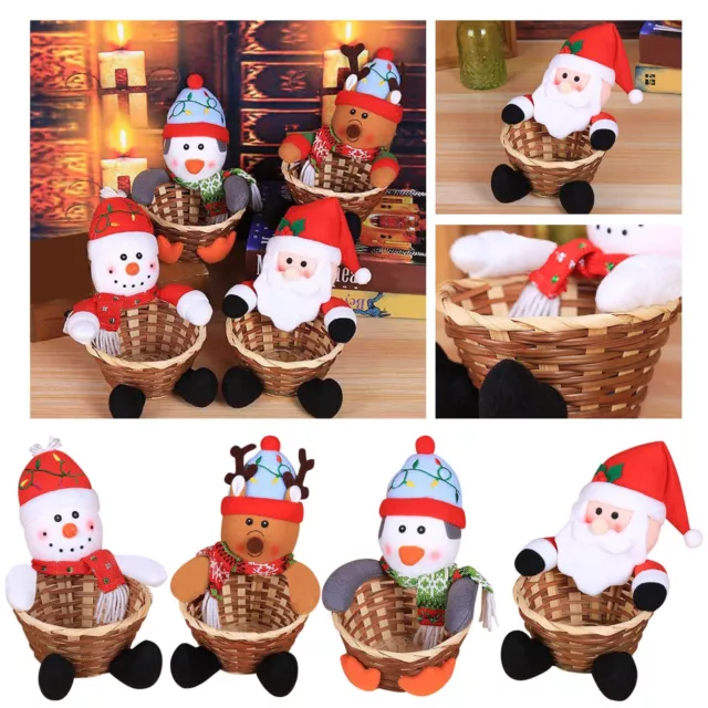 1PCS Merry Christmas Candy Storage Basket Decoration Santa Snowman Storage