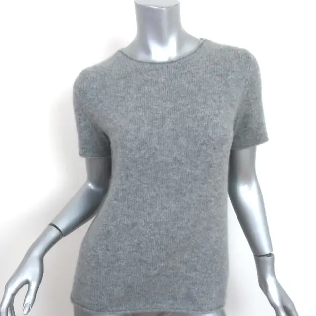 Theory Tolleree Cashmere Tee Light Gray Size Small Short Sleeve Sweater