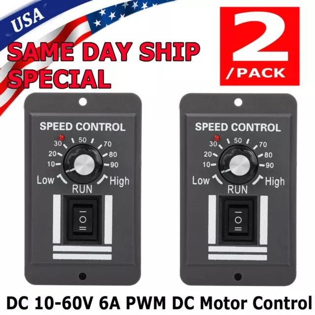 2X DC 10-60V 6A PWM DC Motor Speed Controller Reversible Switch Regulator Switch