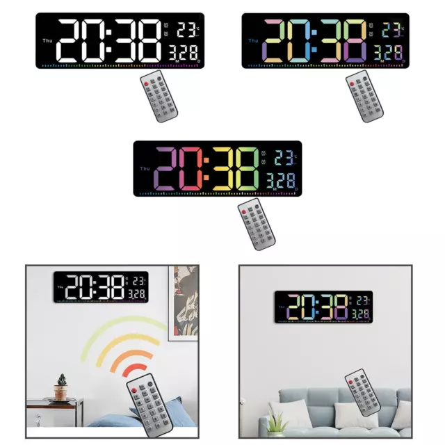 Horloge murale numérique avec affichage de la température, pour chevet,