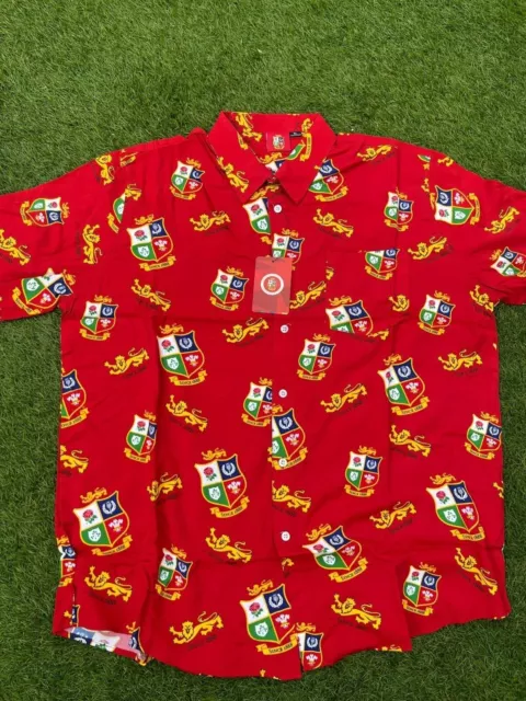 Official British & Irish Lions Short Sleeve Button Up Rugby Shirt Sizes S/M/L/XL 2