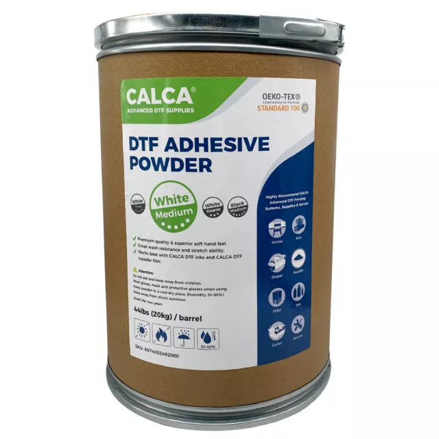 CALCA 44lb Barrel Medium White DTF Powder for DTF Printing Adhesive DTF Powder