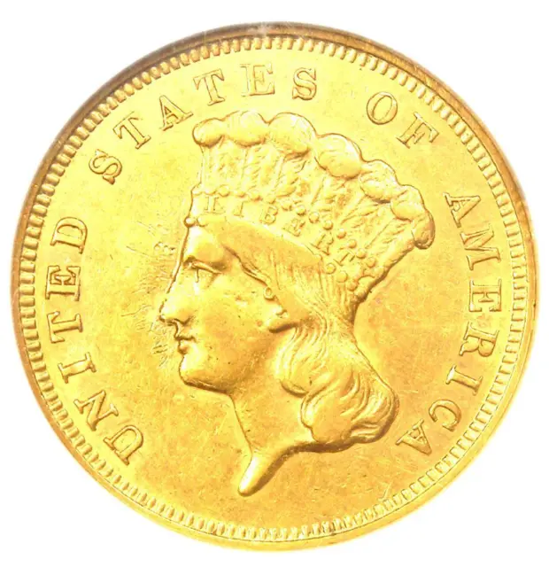 1857-S Three Dollar Indian Gold Coin $3 - NGC AU Details - Rare "S" Mint Date!