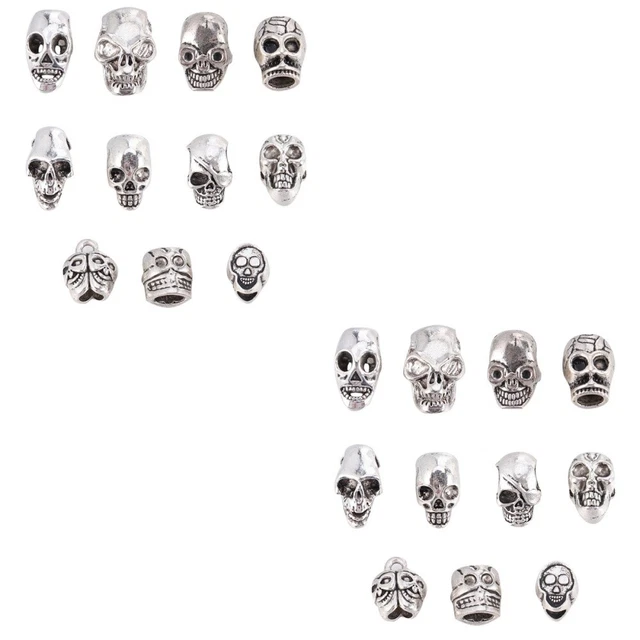 220 Pcs Halloween Skull Big Hole Beads Halloween Necklace Women Charm Miss