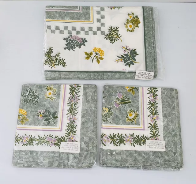 Vintage Table Cloth And 8 Napkins Made In Ireland Floral Brand New Irish Linen