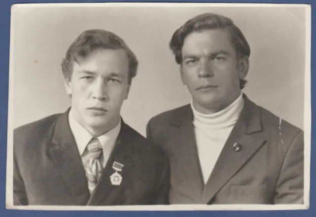 Portrait of Two Handsome Young Guys, Nice Men Soviet Vintage Photo USSR