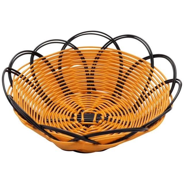 7 inch Plastic Braided Basket Fruit Vegetable Cookies Container Holder Blac A2G3