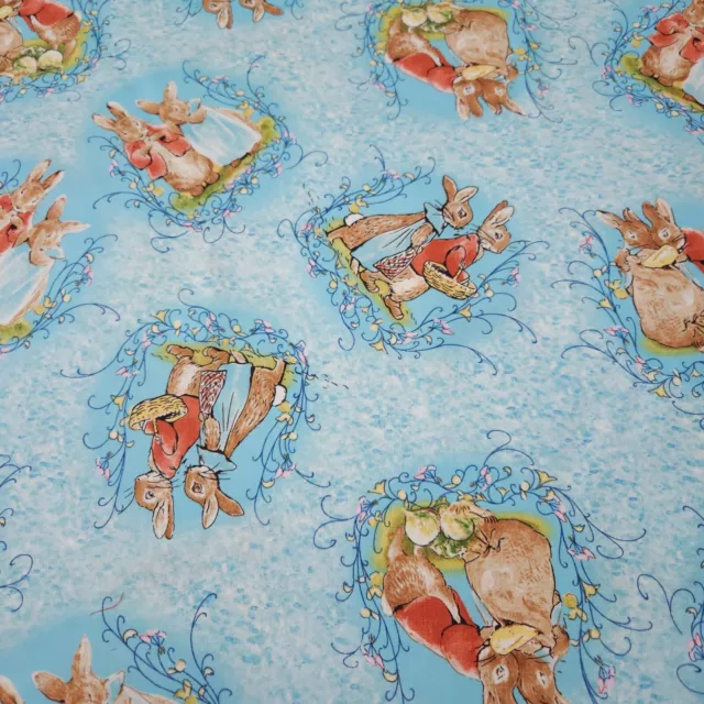 Flopsy Bunnies BTY Beatrix Potter Quilting Treasures Peter Rabbit Blue