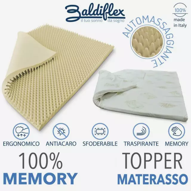 Topper Correttore Materasso Memory Foam Massaggiante Sfoderabile Aloe Balance