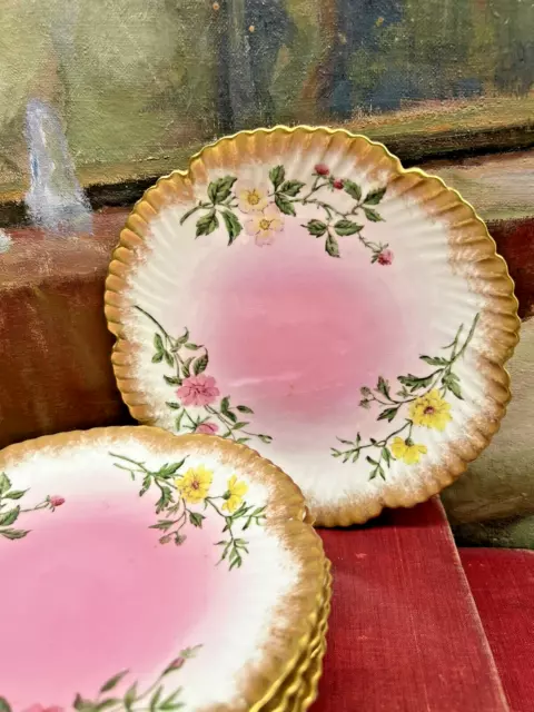 *Set Of Six Antique French Depose Hand Painted Floral Gold Rimmed Plate Limoges? 2