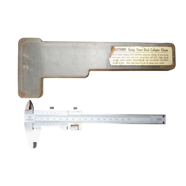 Vintage Mitutoyo Vernier Caliper Metric Standard Hard Plastic Case 9 Inch Steel
