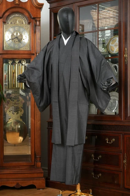Dear Vanilla Japanese Silk Kimono/Haori Ensemble Set Men's Original Vintage Mint