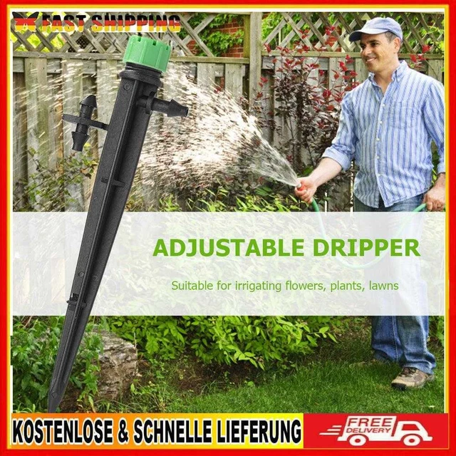 50pcs Adjustable Sprinkler Spray Dripper Drip Emitter 360 Degrees Stake Nozzle