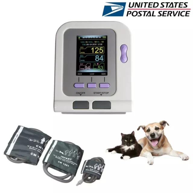 Dog/Cat Pets Digital Veterinary Blood Pressure Monitor VET NIBP machine 3 cuffs