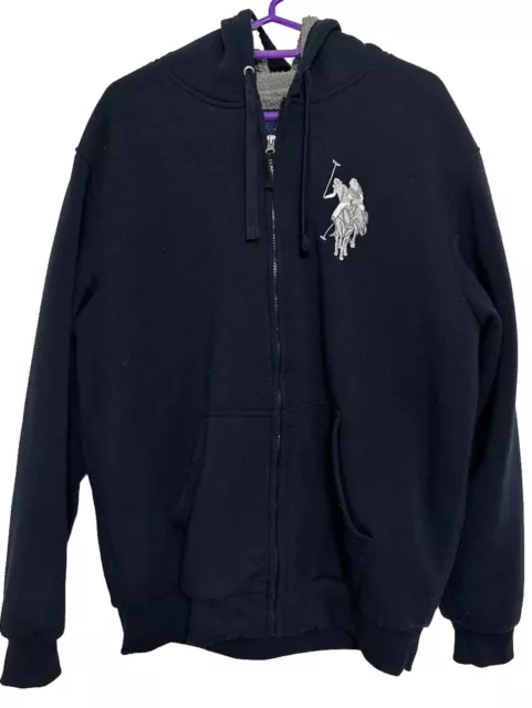 U.S. Polo Assn. Men's Large Navy Blue Fleece Lined Full Zip Hoodie Jacket