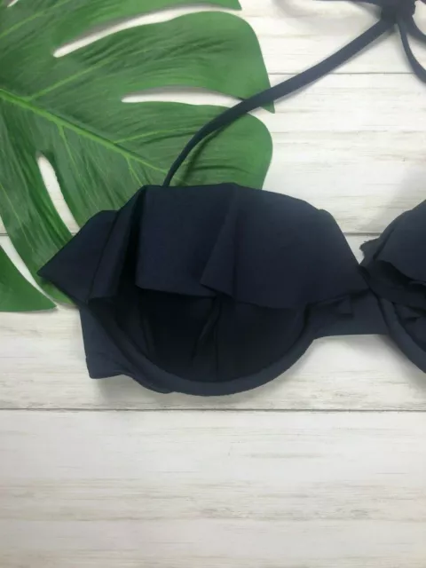 J. CREW Jersey Lomellina ruffle underwire bikini top C5474 NAVY 32 B swim NEW 3