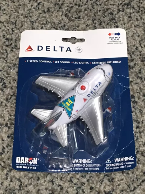 Delta Airlines Action Plane Lights Sounds Pullback 2 Speed Daron TT153 5” Long