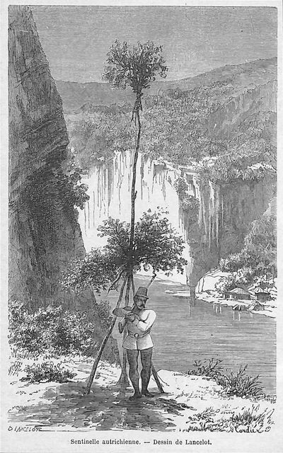 Osterreich Autriche " Sentinelle Grenze " Dessin Lancelot Gravure Engraving 1864