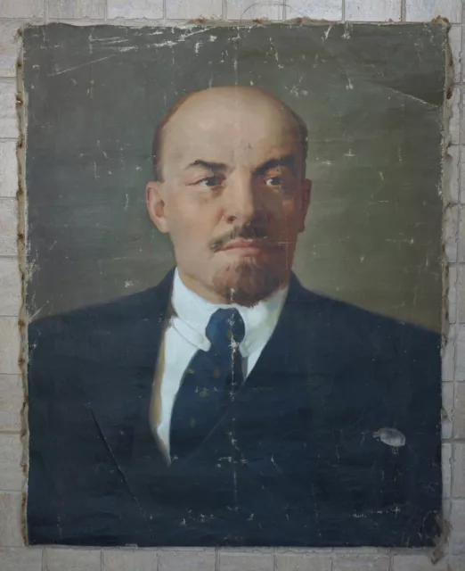 Vladimir LENIN BIG Portrait Oil Painting Soviet Russian PROPAGANDA USSR 100x80cm