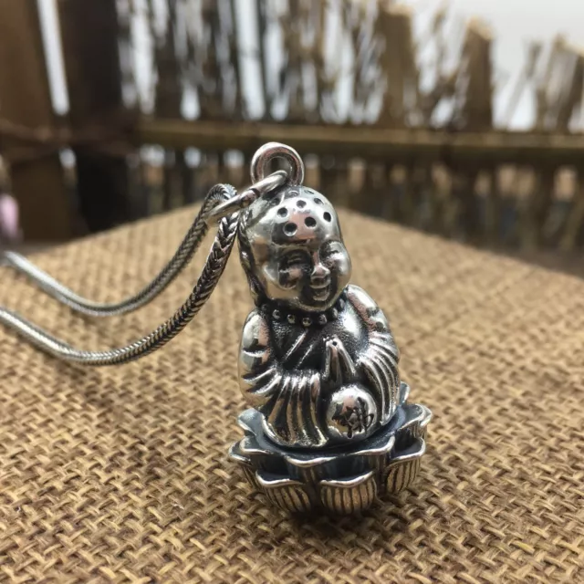 A25 Anhänger Buddha Maitreya in Lotusblüte Sterling Silber 925 2