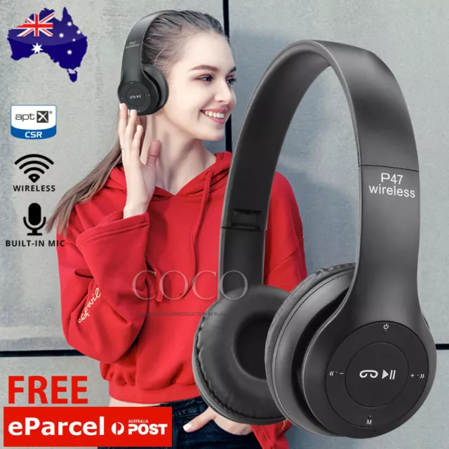 Bluetooth Wireless Earphones Foldable Headset Stereo Headphones with Mic