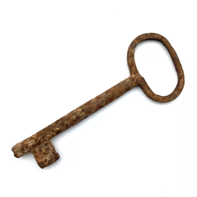 One LARGE Vintage Skeleton Key Old Rusty Iron Antique Prison Jail Cell Key LK05
