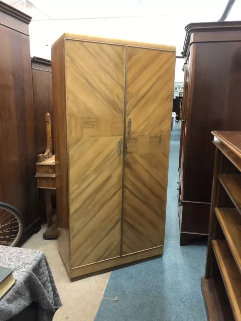 Art Deco 1930’s Walnut Two Door Wardrobe Of Small Proportions