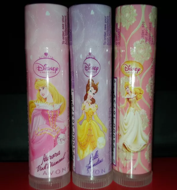 AVON & Disney Princess FLAVORED Lip Balms Stick Variety 0.15 oz 3pc SET - RARE!