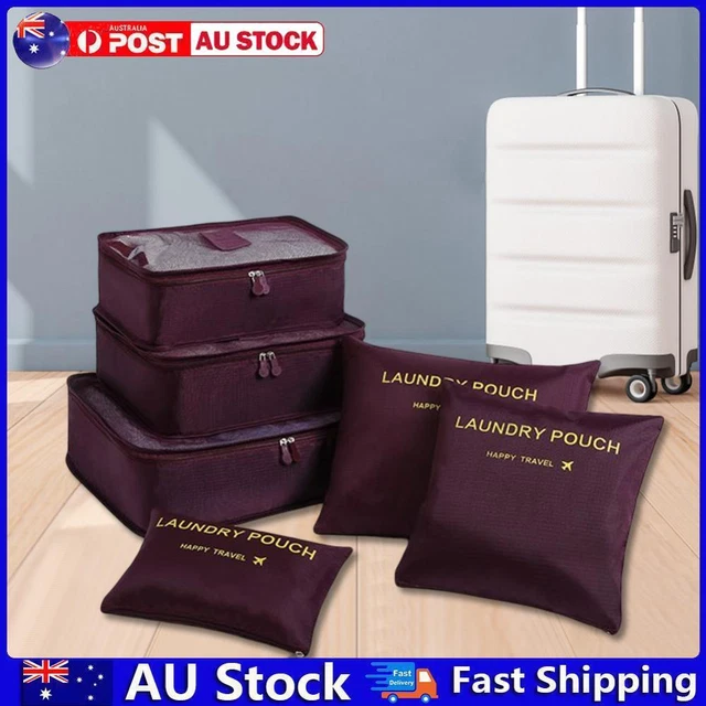 AU 6pcs/set Luggage Storage Bag Travel Packing Bag for Shoe Underwear (wine red)