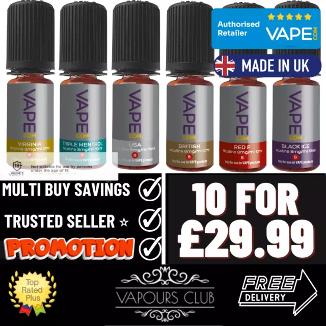 VIP VAPECOM E-Liquid | *** ORIGINAL VIP FLAVOUR RECIPES *** 70/30 | UK MADE