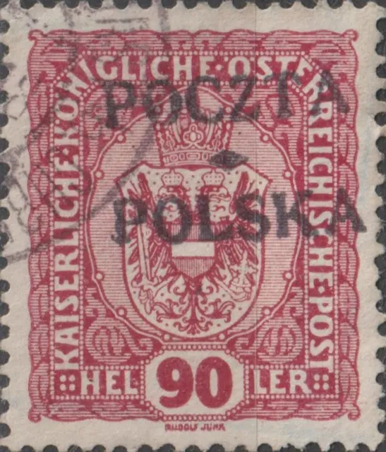 Free Shipping USED 1919 POLAND 90 Hel Krakow POLSKA POCZTA Overprint on Austrian