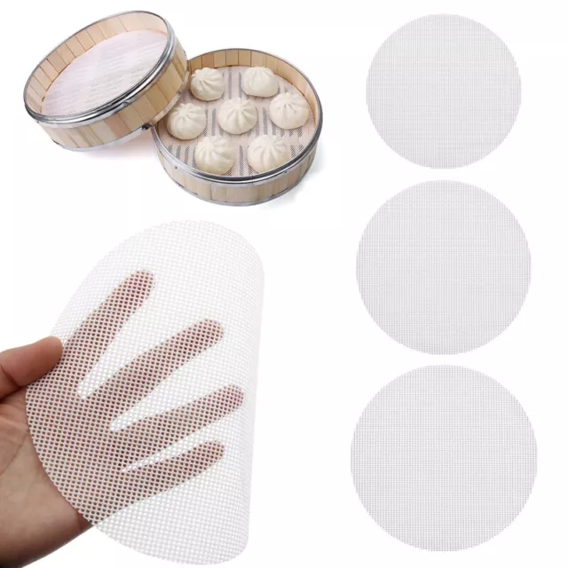 Non-Stick Silicone Steamer Mat Food Grade Mesh Round Cooking Steamed Bun Pads