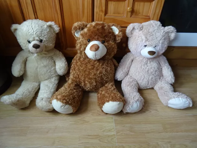 Bundle 3 x Large Plush TEDDY BEARS Soft Toys 19 ins High