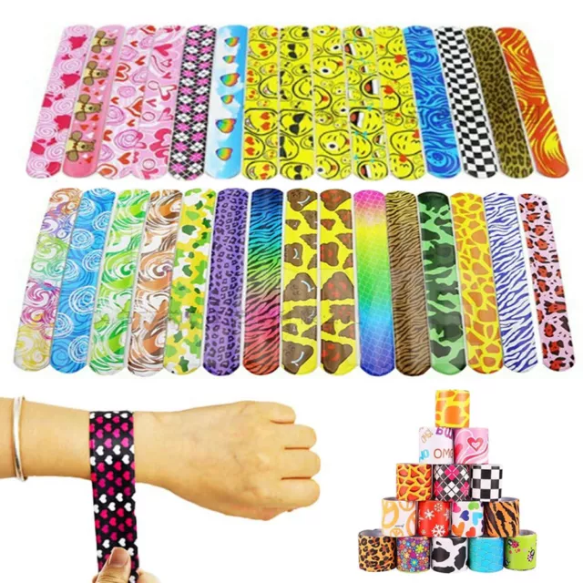 Bulk Lot 30/60x Mixed Wrist Snap Slap Bands Kids Party Favor Novelty Toys AU 3