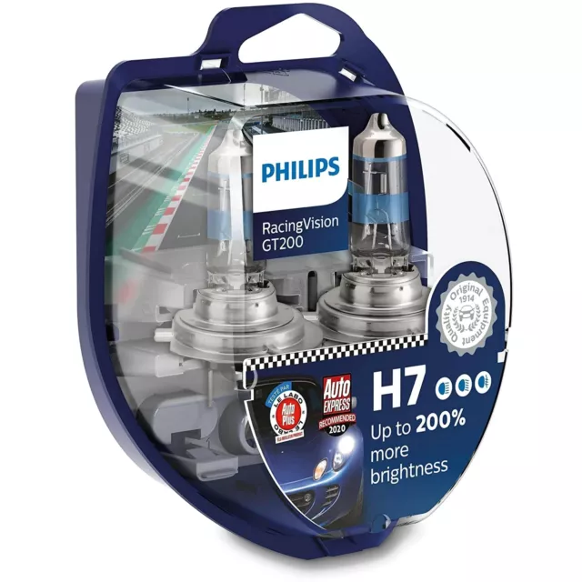 Philips Bombilla Lámpara H7 12V 55W PX26D Hasta 200% Racingvision GT200 3500K