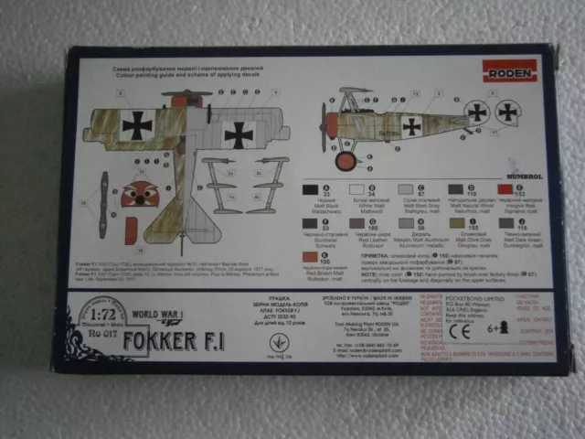 MAQUETTE AVION WW1 TRI-PLAN FOKKER F.1 (Werner Voss) GERMAN RODEN 1/72 . 2