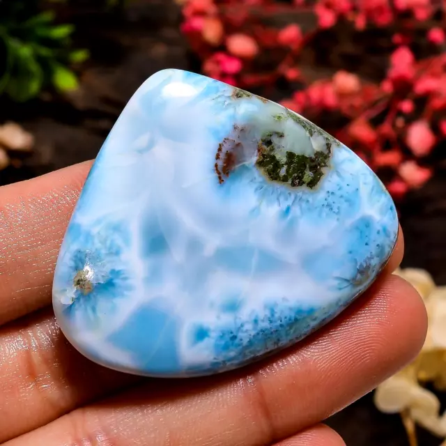 AAA Quality Natural Larimar Heart Shape Cabs Loose Gemstone 141 Ct 39X45X10 mm