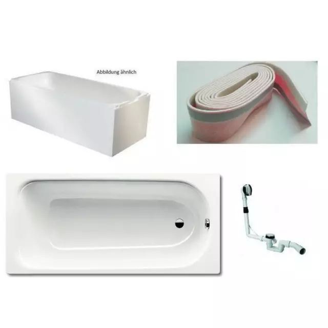 Kaldewei 3,5mm Stahl Badewanne Wanne Set mit Träger und Ablauf 170x75cm weiß Sta