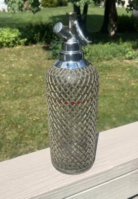 Sparklets London England Seltzer Water Bottle Metal Mesh Wrapped Art Deco 1924