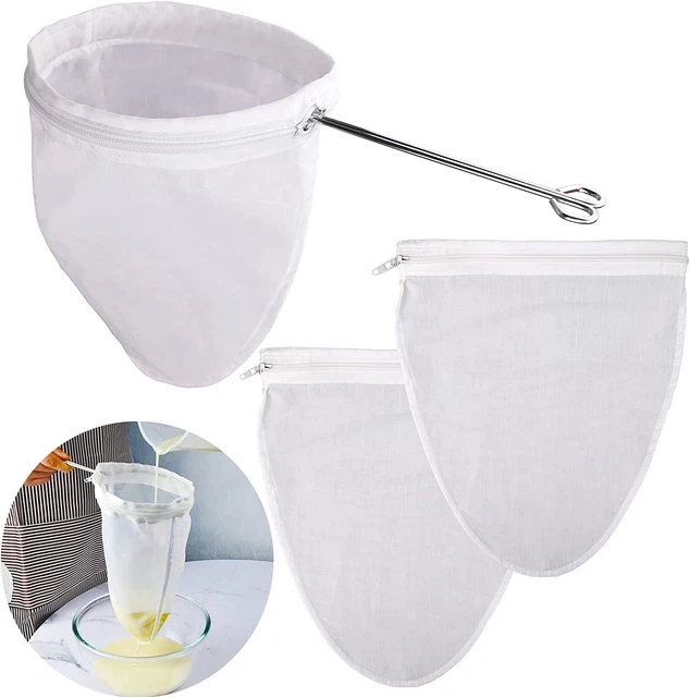 WMKGG Ultra Fine Mesh Strainer Bags - Reusable 80 Mesh, Stainless Steel Handle,
