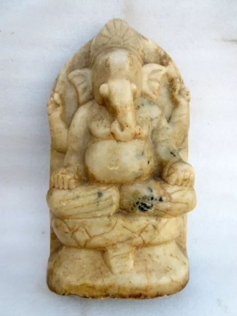 1850's Antik Alt Marmor Stein Handgeschnitzt Hindu Gott Ganesha Skulptur Statue