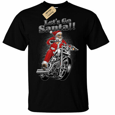 Lets Go Santa christmas biker motorbike xmas T-Shirt Mens S - Plus Size