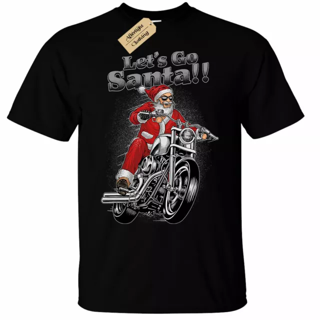 Maglietta Lets Go Santa Christmas biker moto di Natale unisex uomo